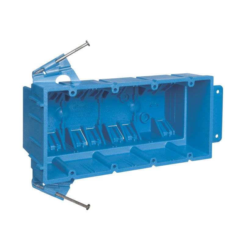 Thomas & Betts Carlon® BH464A New Work Non-Metallic Outlet Box, PVC, 64 cu-in Capacity, 4 Gangs